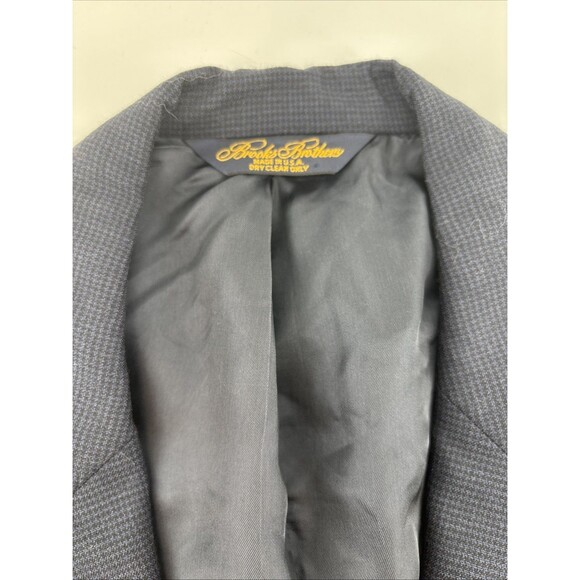 Brooks Brothers Makers Brooksease Navy Houndstooth 2-Button 42R Vintage Blazer - Picture 2 of 8